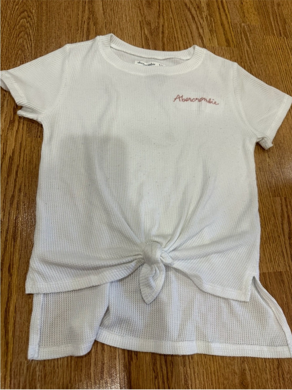 Abercrombie White Knit Tie-Front Tee size 7/8